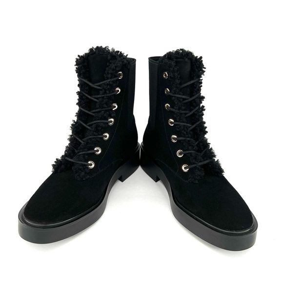 STUART WEITZMAN HENLEY CHILL SUEDE SHEARLING COMBAT ANKLE BOOTS US 6 - EU 36.5 - Picture 9 of 11